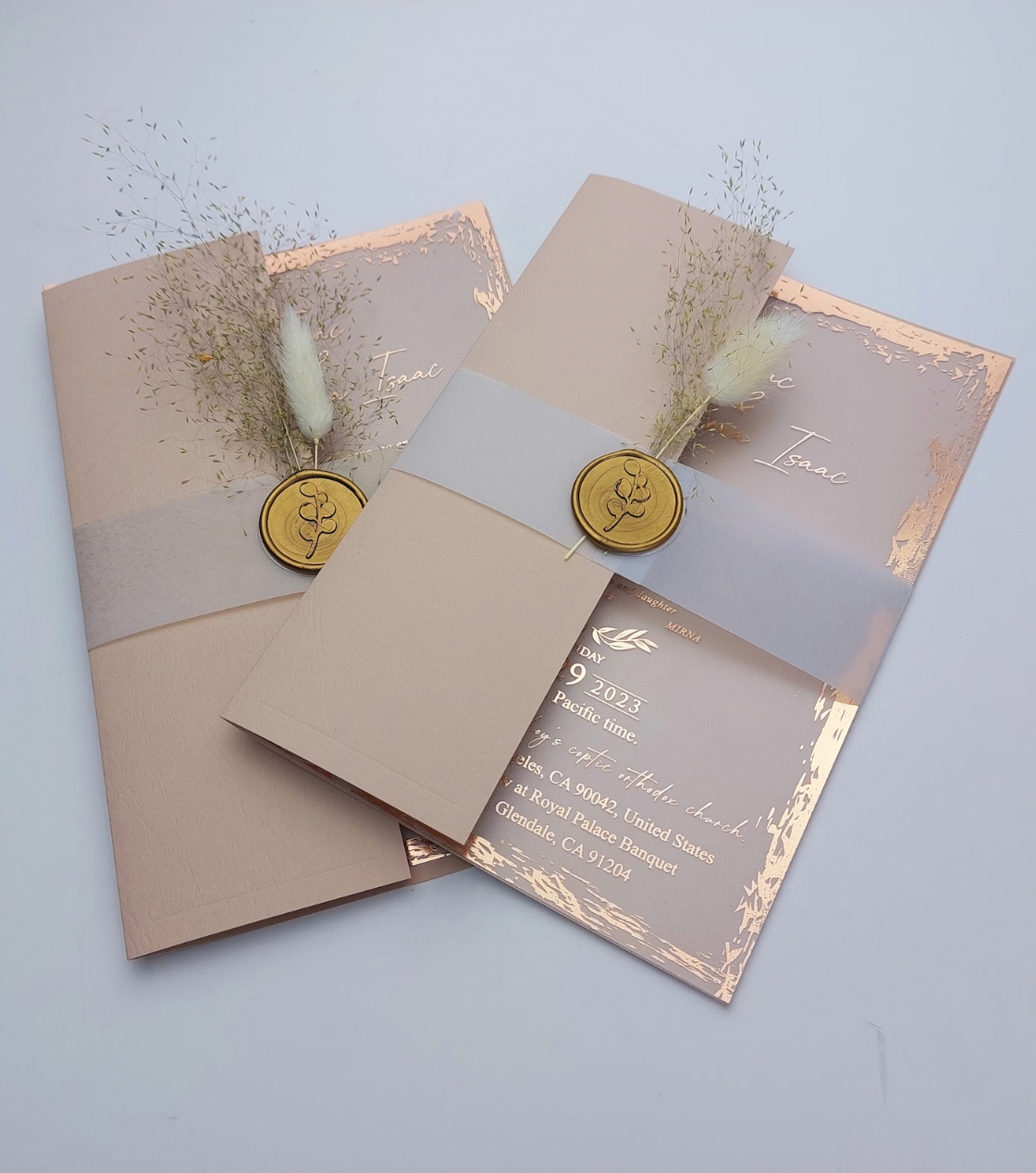 Elegant Boho Acrylic Wedding Invitation.