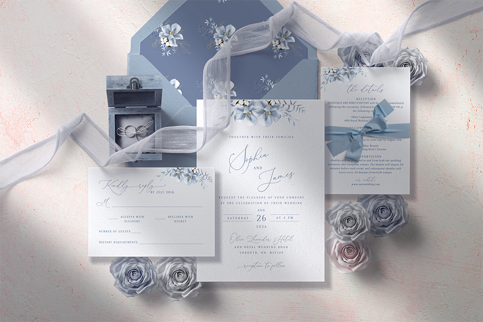 Dusty Blue Wedding Invitation