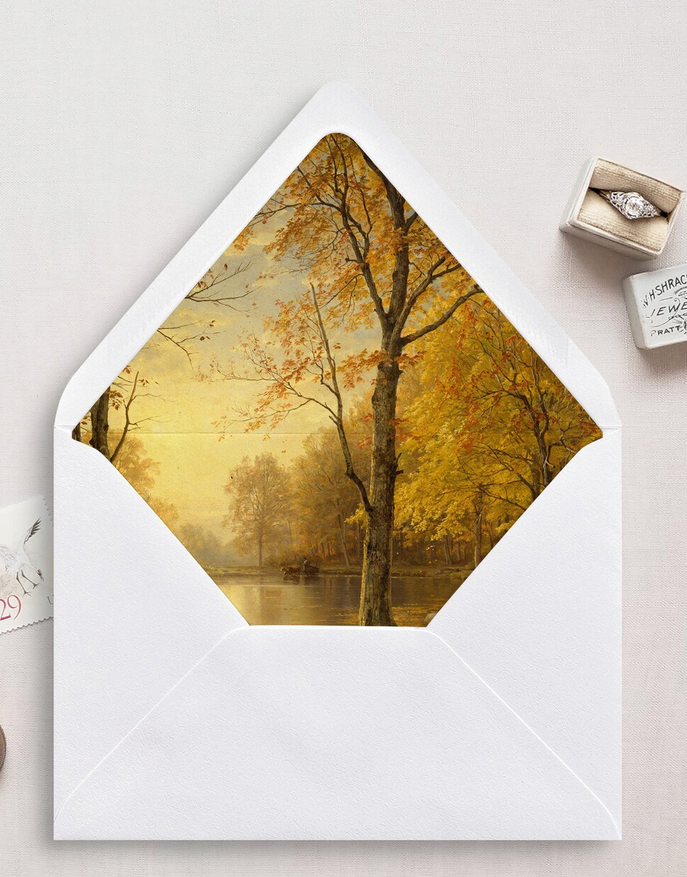 Fall Landscape Wedding Envelope Liner.