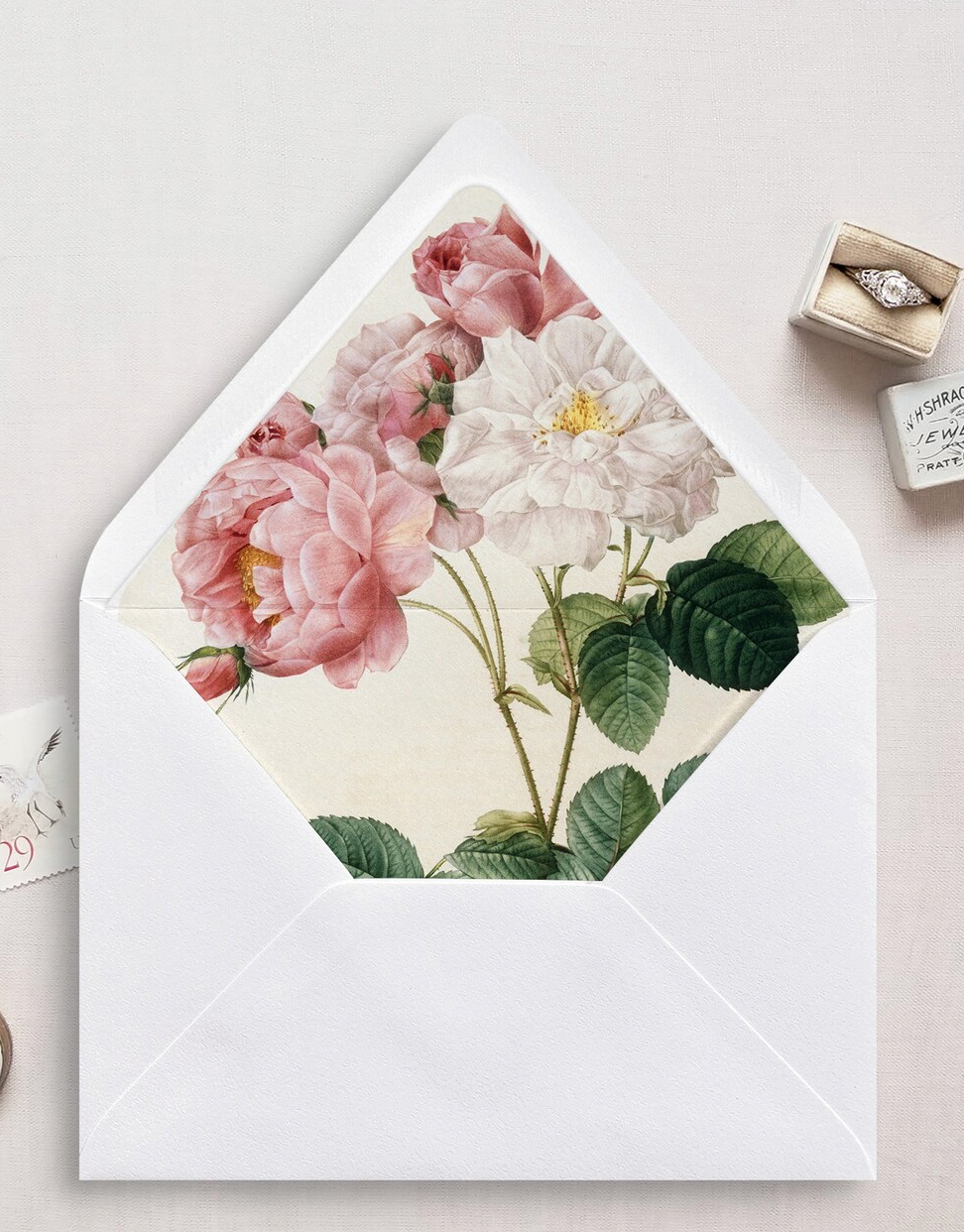 Vintage Roses Wedding Envelope Liner.