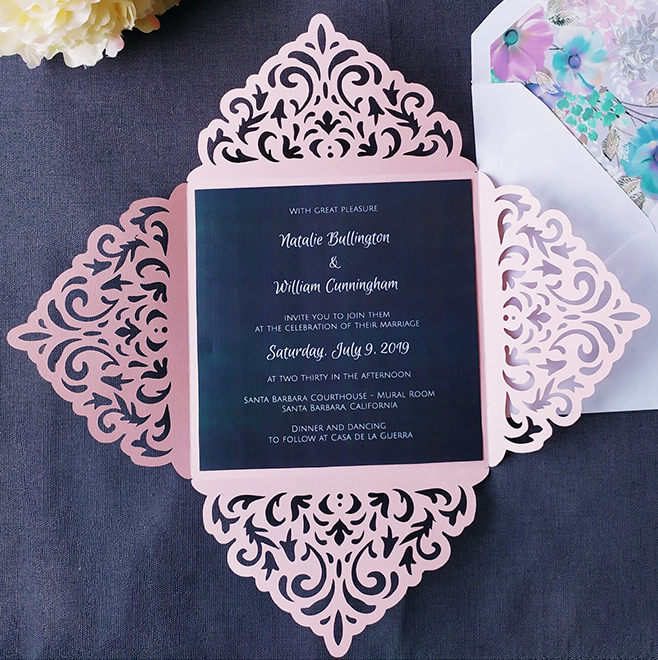 Four-Fold Laser Cut Wedding Invitation 