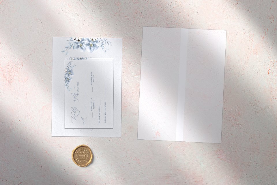 Wedding Invitation Cards, Gold Wax Seal and Wedding Vellum Jacket.