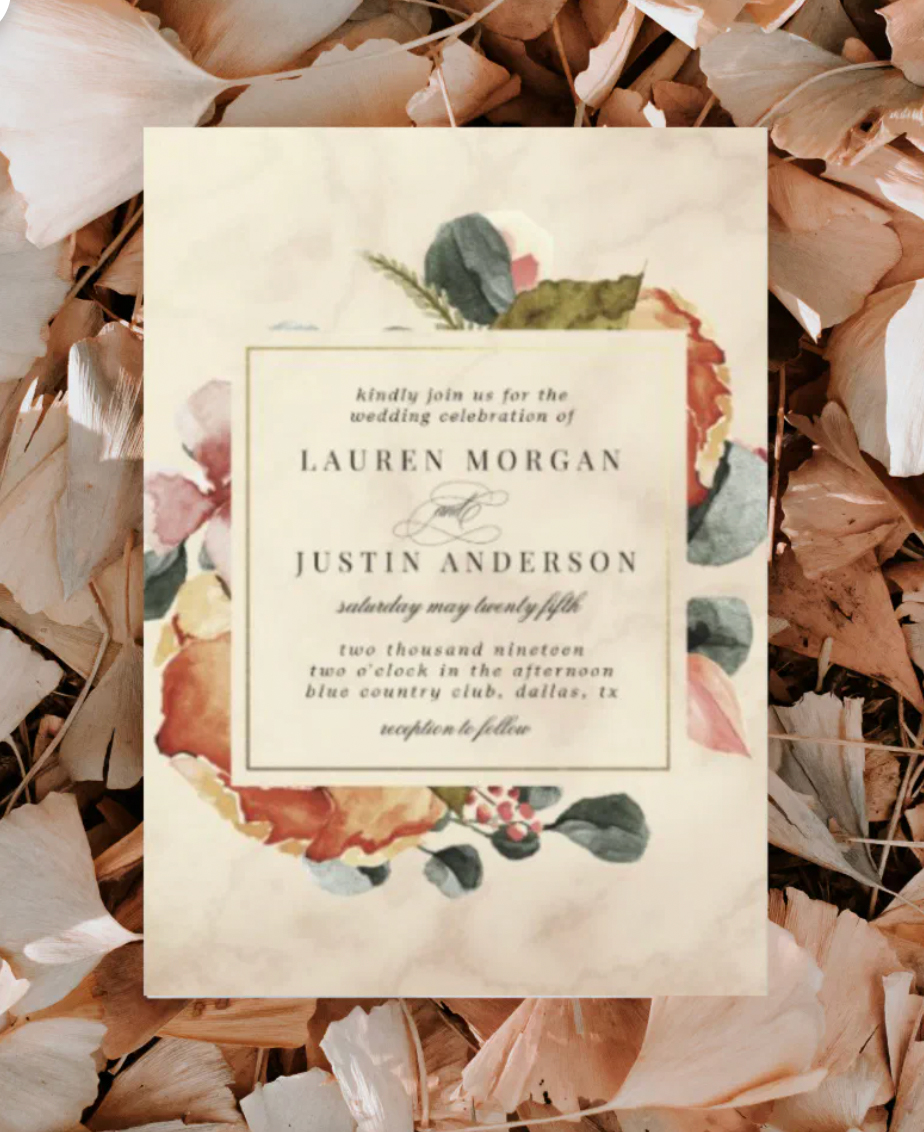 Autumn Border Wedding Invitation.