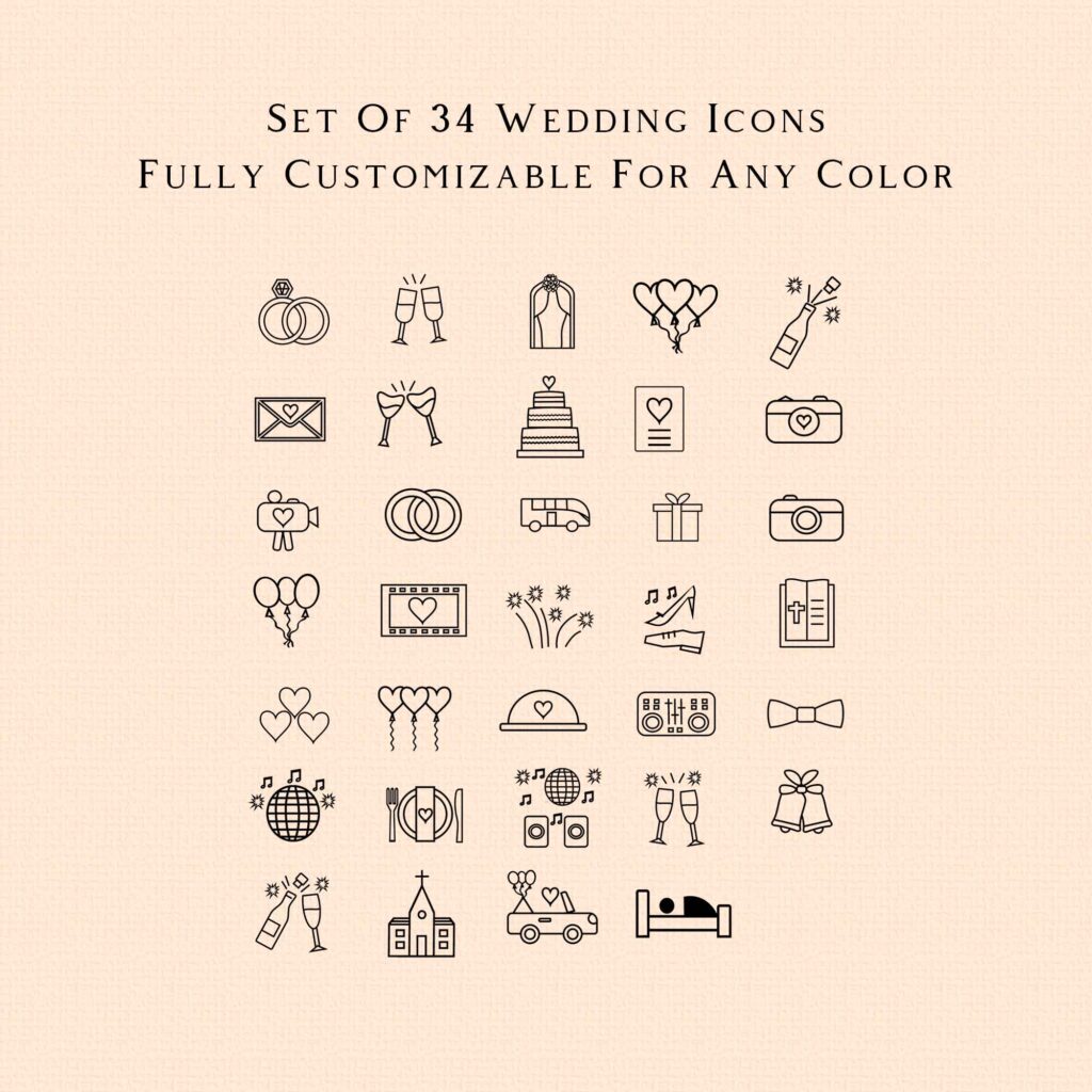 Picture Showing Wedding Icons.